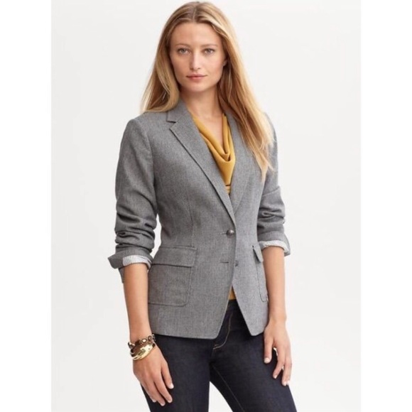 Banana Republic Jackets & Blazers - Banana Republic Blazer Jacket Gray Grid 4 Stretch